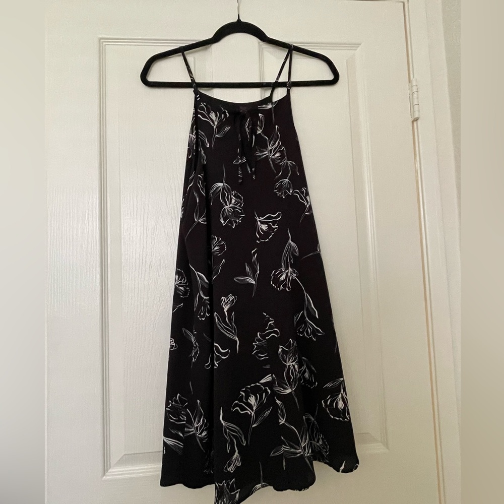 Black Floral Halter Dress - Picture 2 of 3